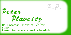 peter plavsitz business card